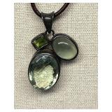 Sterling Silver 925 Necklace with Multi-Stone Pendant