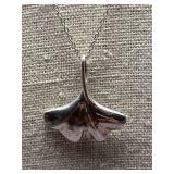 Sterling Silver 925 Ginkgo Leaf Pendant Necklace