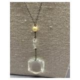 Elegant Sterling Silver 925 Necklace with Clear Crystal Pendant and Decorative Beads