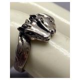 Sterling Silver 925 Dual Horse Heads Ring Size 7.5