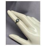 Sterling Silver 925 Ring with Blue Stone Square Design Size 4.75
