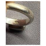 Sterling Silver 925 Ring with Green Gemstone, Size 8.5