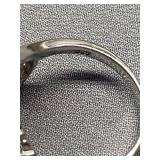 Sterling Silver 925 Heart-Shaped Ring with Clear Stones Size 8.5