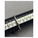 Sterling Silver 925 Ring with Black Stone and Filigree Design Size 8