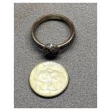 Signed Sterling Silver 925 Knot Ring with Inset Stones, Size 6.75