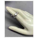 Sterling Silver 925 Ring with Three Large Stones, Size 5