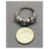 Sterling Silver 925 Ring with Three Large Stones, Size 5