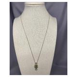Sterling Silver 925 Necklace with Blue & Green Stone Pendant