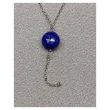 Sterling Silver 925 Necklace with Blue Bead Pendant