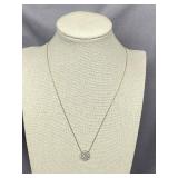 Sterling Silver 925 Necklace with Round Pave Pendant