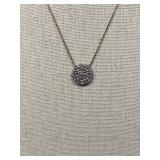 Sterling Silver 925 Necklace with Round Pave Pendant