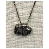 Sterling Silver 925 Buffalo Pendant Necklace