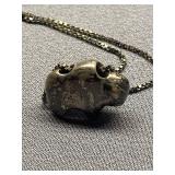 Sterling Silver 925 Buffalo Pendant Necklace