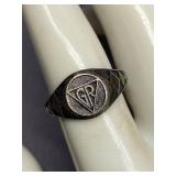 Vintage Sterling Silver 925 Signet Ring with GR Initials Size 7.75