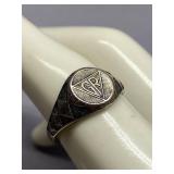 Vintage Sterling Silver 925 Signet Ring with GR Initials Size 7.75