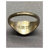 Vintage Sterling Silver 925 Signet Ring with GR Initials Size 7.75