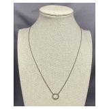 Sterling Silver 925 Necklace with Circle Pendant and Diamond Accent