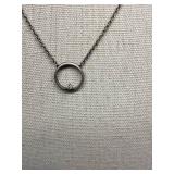 Sterling Silver 925 Necklace with Circle Pendant and Diamond Accent