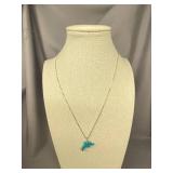 Turquoise Dolphin Pendant Necklace on Sterling Silver 925 Chain