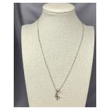 Sterling Silver 925 Necklace with Ballet Dancer Charm and Pearl Accent