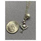 Sterling Silver 925 Necklace with Ballet Dancer Charm and Pearl Accent
