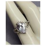 Sterling Silver 925 Ring with Pear-Shaped Gemstone Size 7