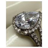 Sterling Silver 925 Ring with Pear-Shaped Gemstone Size 7