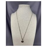 Sterling Silver 925 Necklace with Amber Pendant