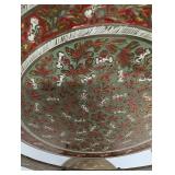 Ornate Brass Gong with Intricate Floral Pattern and Stand Decorative Piece 12" Height