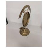 Ornate Brass Gong with Intricate Floral Pattern and Stand Decorative Piece 12" Height