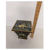 Vintage Hand-Painted Wooden Box with Monkey Design and Hinged Lid 13" Tall 10" Wide