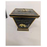 Vintage Hand-Painted Wooden Box with Monkey Design and Hinged Lid 13" Tall 10" Wide
