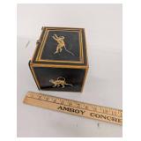 Decorative Wooden Box with Painted Monkeys and Wooden Drawers