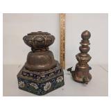 Vintage Copper Dragon Motif with Enamel Floral Accents and Unique Designs