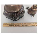 Vintage Copper Dragon Motif with Enamel Floral Accents and Unique Designs