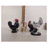Vintage Ceramic Rooster and Chicken Figurines  5 Some Made in Japan