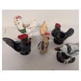 Vintage Ceramic Rooster and Chicken Figurines  5 Some Made in Japan