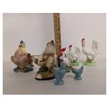 Set of Ceramic Rooster and Hen Figurines some with Maker