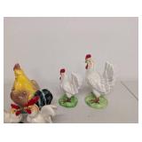 Set of Ceramic Rooster and Hen Figurines some with Maker