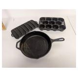 Vintage Lodge Cast Iron  Skillet, Cornbread Pan, Muffin Pan - Classic Kitchenware