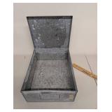 Vintage Metal Storage Box Galvanized Industrial Decor 12x10x7 Inches Sturdy Lid