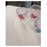 Set of 7 Clear Plastic Cups with Vibrant Colored Fly Fishing Designs