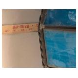 Beautiful Blue and Yellow Stained Glass Lamp Shade with Intricate Design 18 Inch Diameter