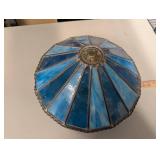 Beautiful Blue and Yellow Stained Glass Lamp Shade with Intricate Design 18 Inch Diameter