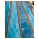 Beautiful Blue and Yellow Stained Glass Lamp Shade with Intricate Design 18 Inch Diameter