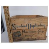 Vintage Wooden Crate Standard Duplicating Machines Corp. Everett Mass Original Branding