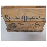 Vintage Wooden Crate Standard Duplicating Machines Corp. Everett Mass Original Branding