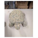 Decorative Turtle and Bulldog Concrete Garden Statues Rustic Outdoor Decor