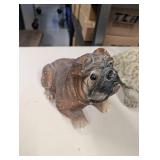 Decorative Turtle and Bulldog Concrete Garden Statues Rustic Outdoor Decor