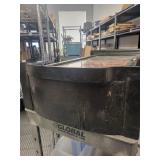 Black Glass Display Cabinet with Red Interior Shelves, 43 Inch Tall